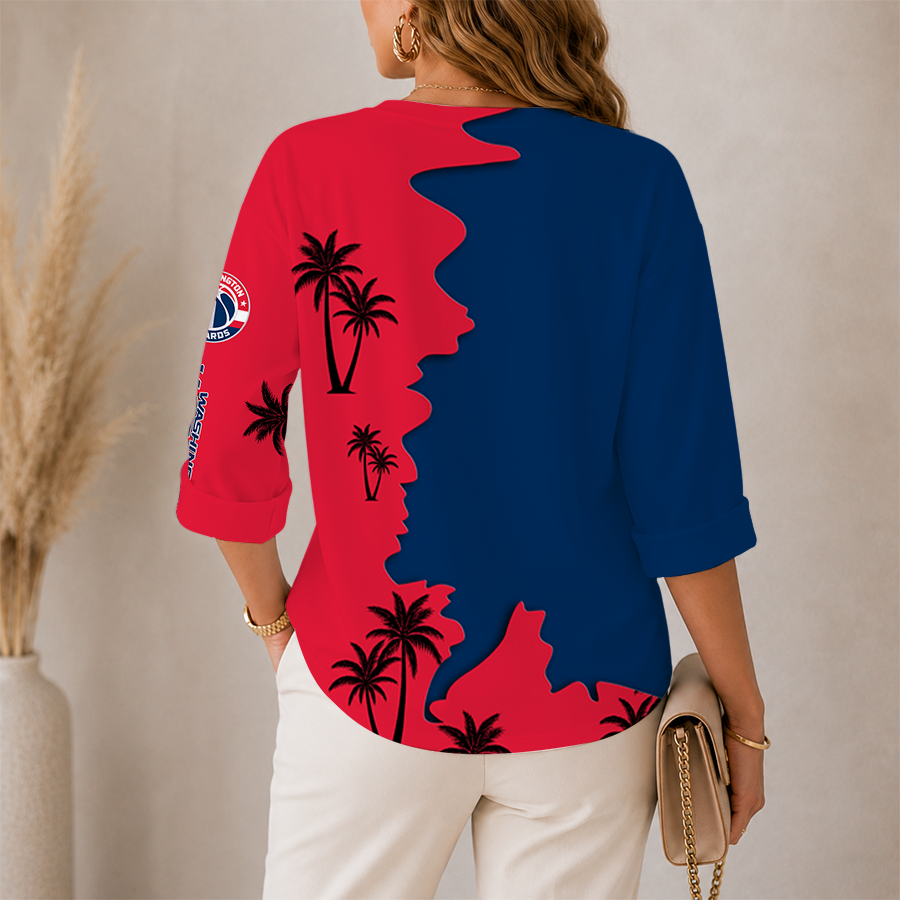 Limited Edition – Customized NBA Washington Wizards Women’s V-Neck Long Sleeve Shirt - Image 2