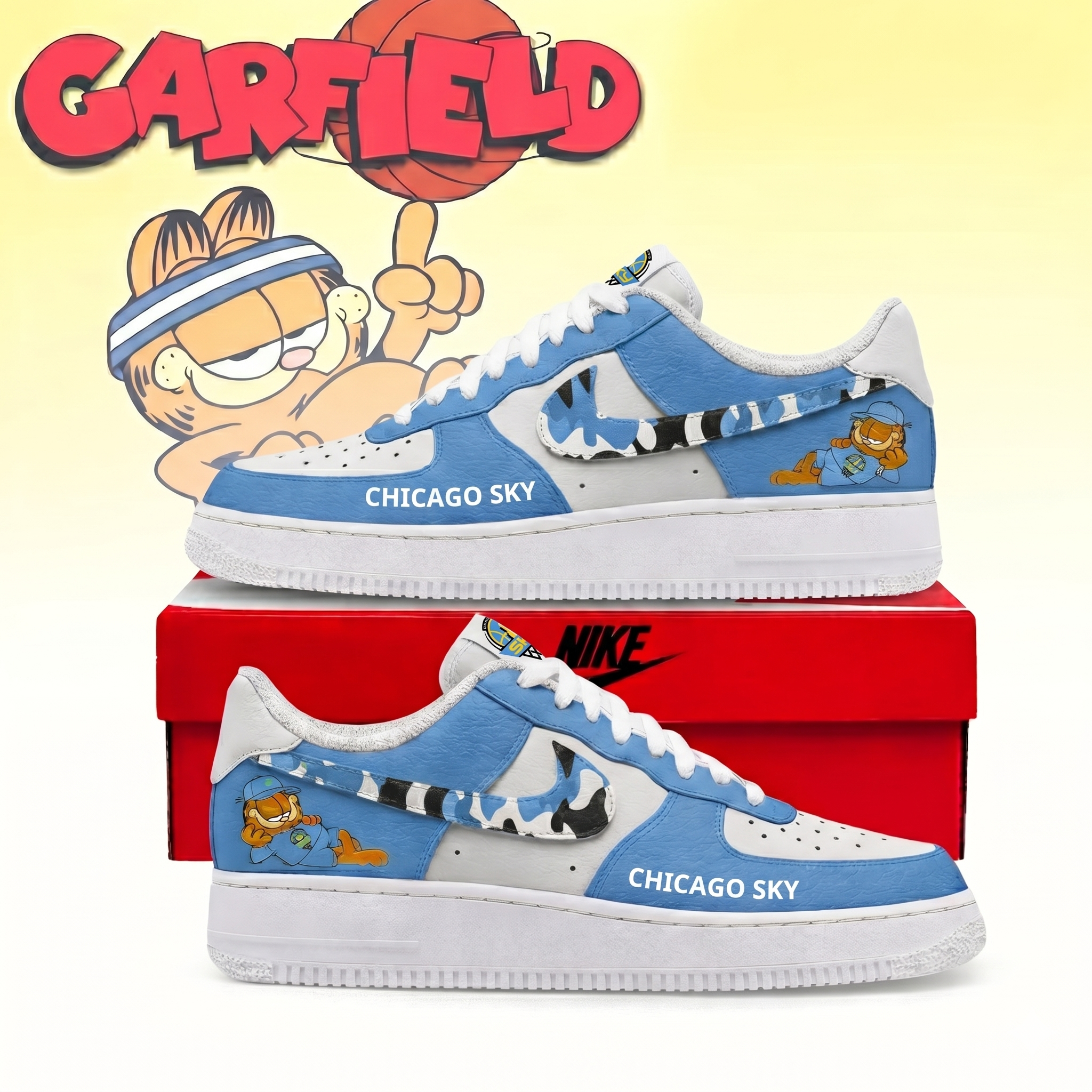 Limited Edition – Customized WNBA Chicago Sky x Garfield Af1 Sneakers