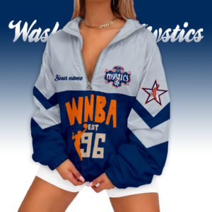 Limited Edition – Customized WNBA Washington Mystics V-Neck Zipper Sweatshirt Jacket