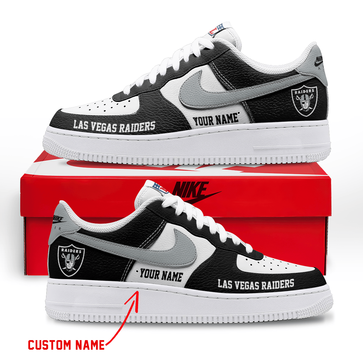 Limited Edition – Customized NFL Las Vegas Raiders Af1 Sneakers - Image 2