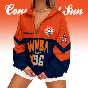 Limited Edition – Customized WNBA Connecticut Sun V-Neck Zipper Sweatshirt Jacket