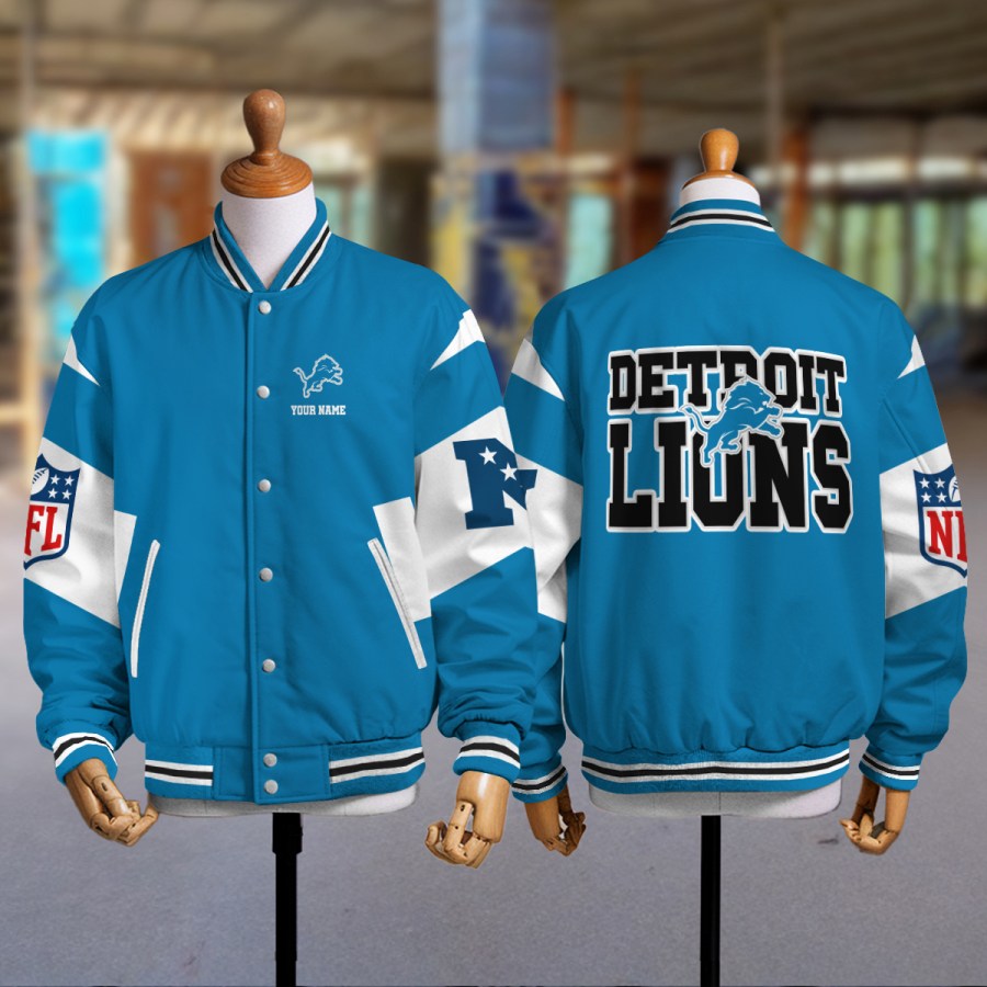 Limited Edition – Customized NFL Detroit Lions Baseball Jacket - Image 2