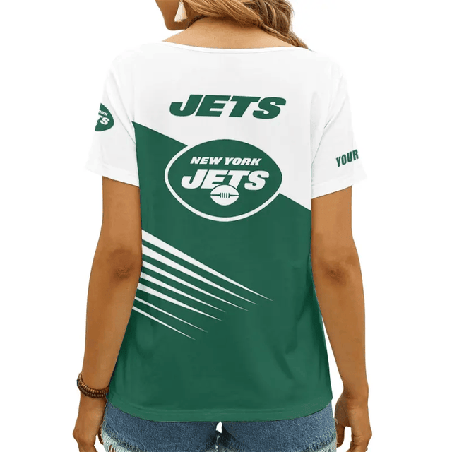 Limited Edition – Customized NFL Nyj New York Jets V-Neck Female Shirt - Image 2