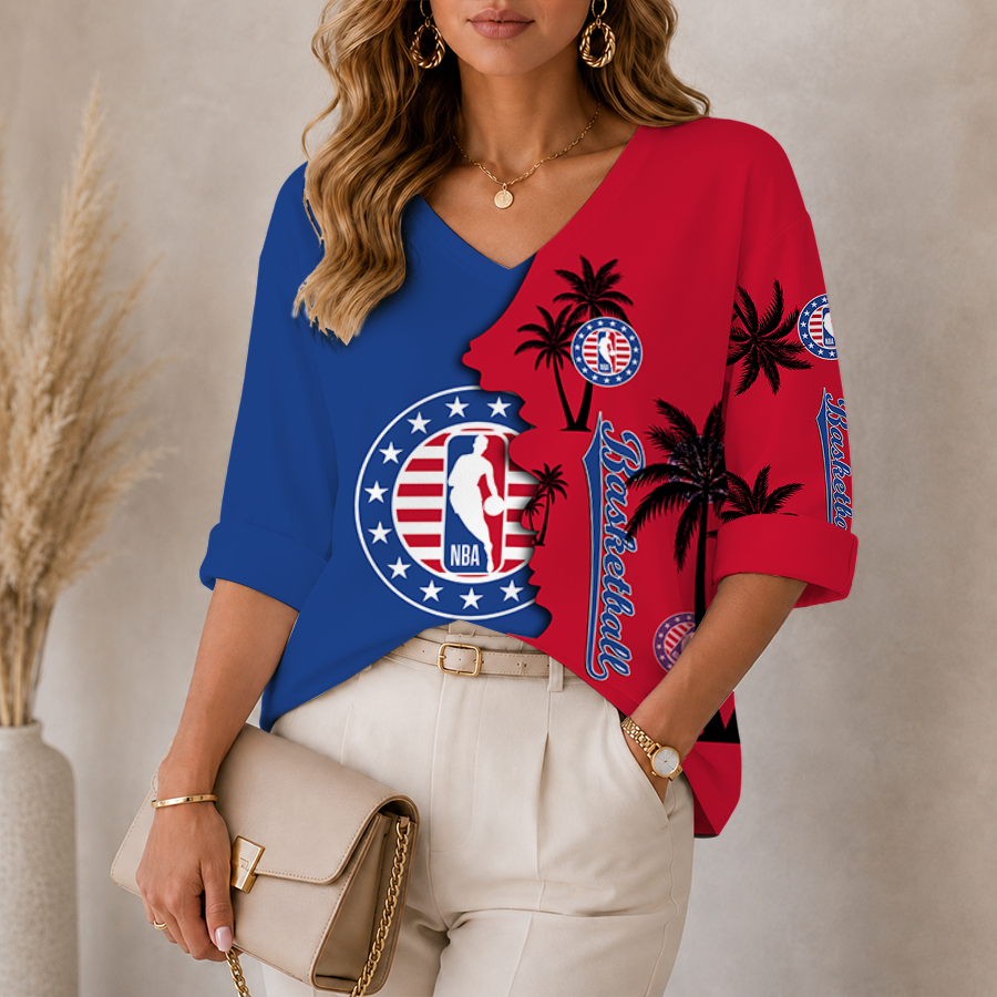 Limited Edition – Customized NBA National Basketball Association Women’s V-Neck Long Sleeve Shirt