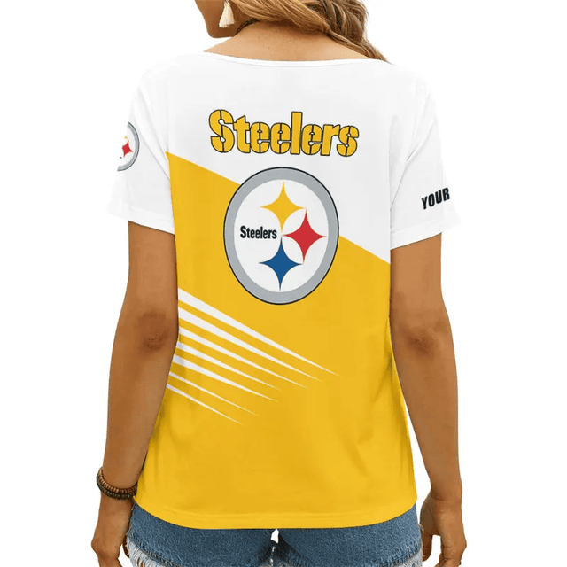 Limited Edition – Customized NFL Pittsburgh Steelers V-Neck Female Shirt - Image 2