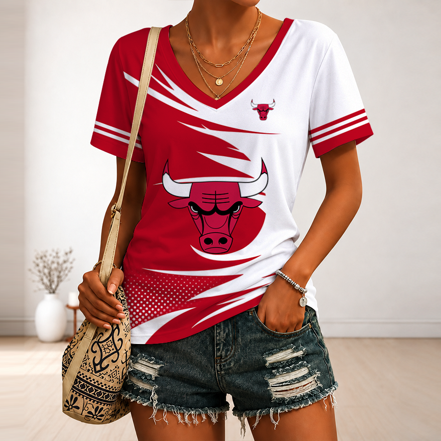 Limited Edition – Customized NBA Chicago Bulls V-Neck Female Shirt