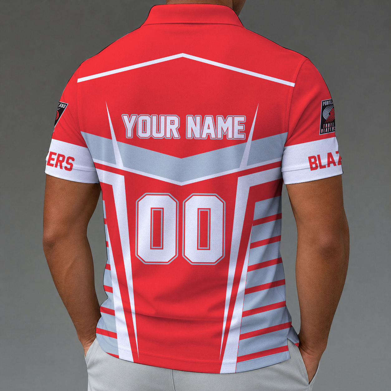 Limited Edition – Customized NBA Portland Trail Blazers Zip Polo Shirt - Image 2