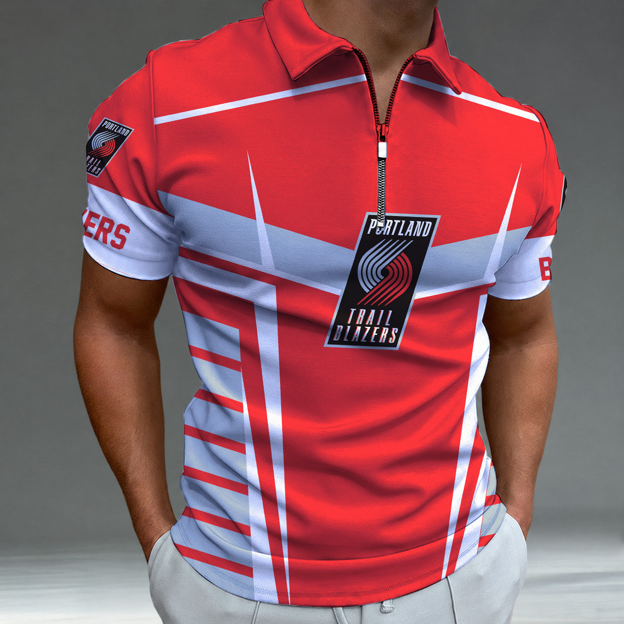 Limited Edition – Customized NBA Portland Trail Blazers Zip Polo Shirt
