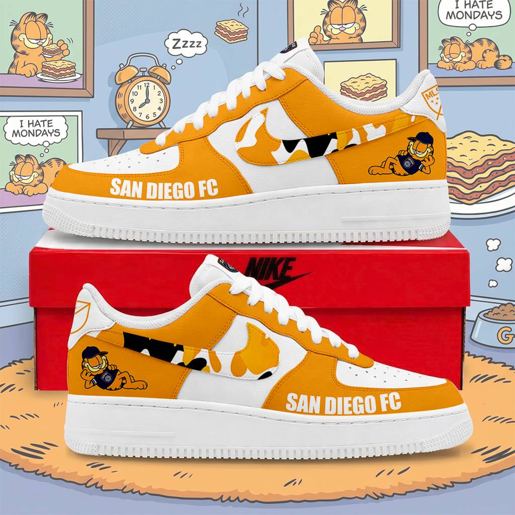 Limited Edition – Customized MLS San Diego FC x Garfield Af1 Sneakers - Image 2