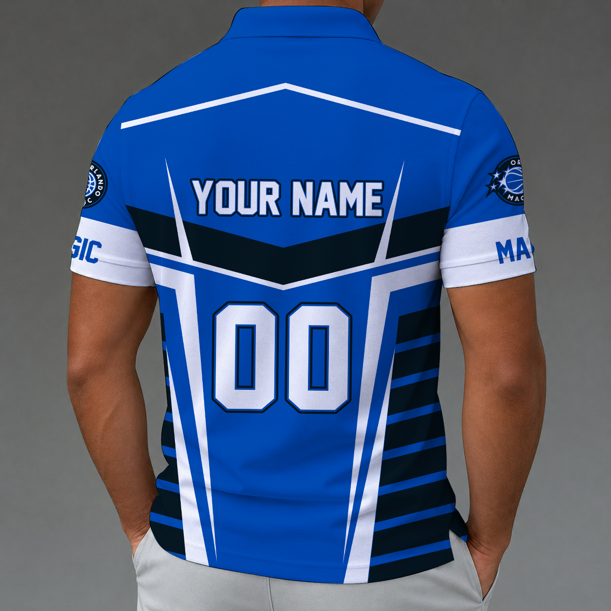 Limited Edition – Customized NBA Orlando Magic Zip Polo Shirt - Image 2
