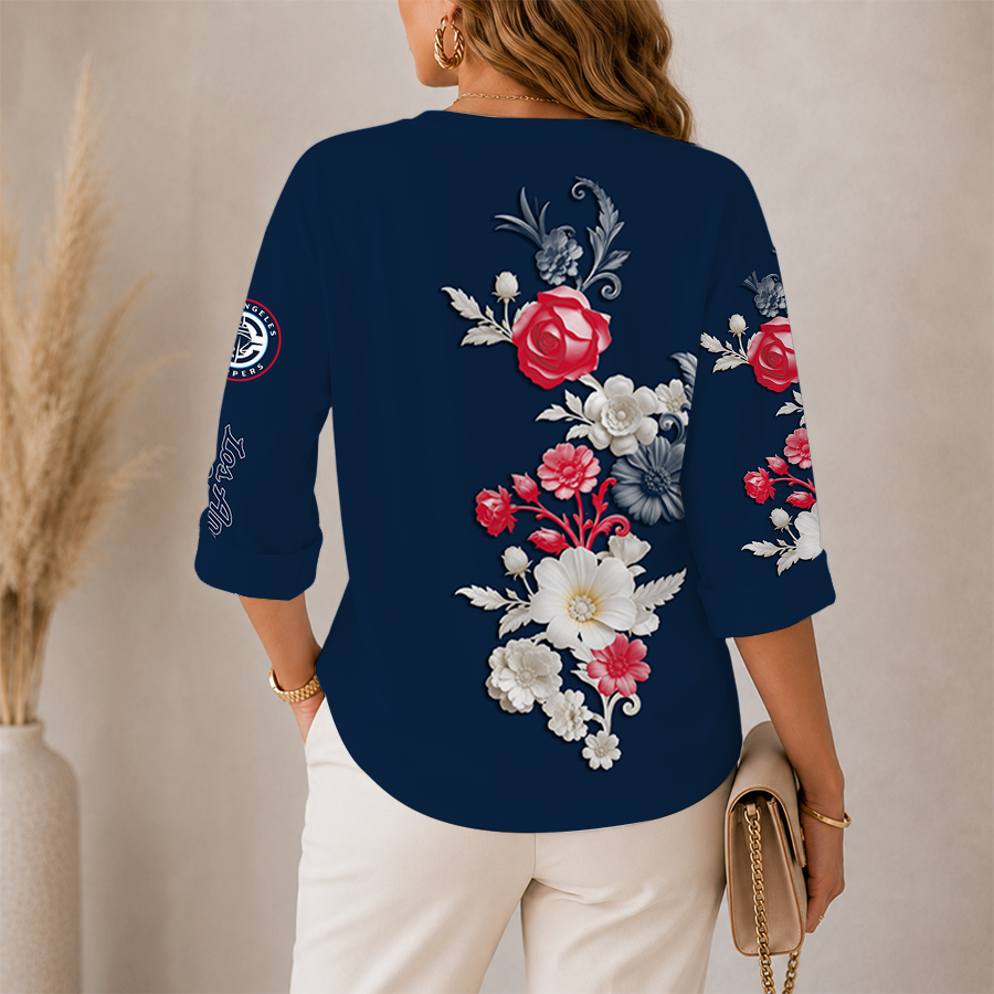 Limited Edition – Customized NBA Los Angeles Clippers Women’s V-Neck Long Sleeve Shirt - Image 2