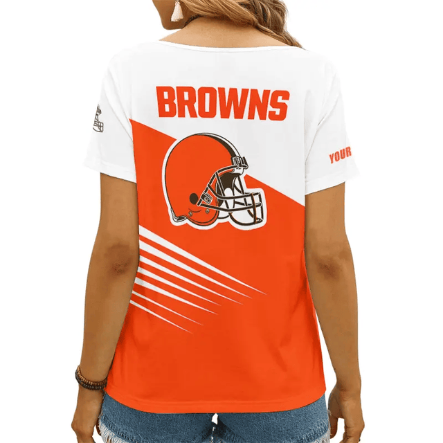 Limited Edition – Customized NFL Cleveland Browns V-Neck Female Shirt - Image 2