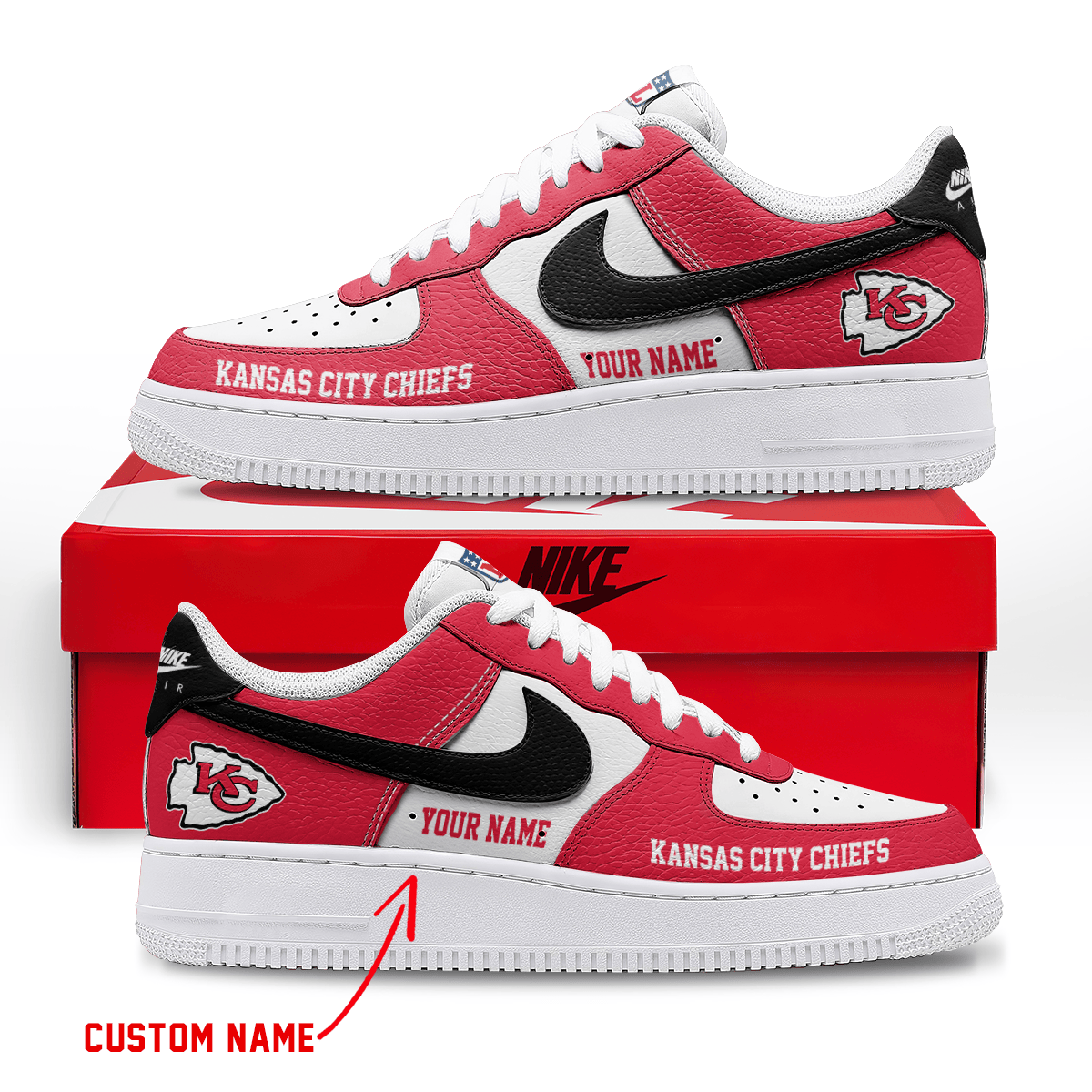 Limited Edition – Customized NFL Kansas City Chiefs Af1 Sneakers - Image 2