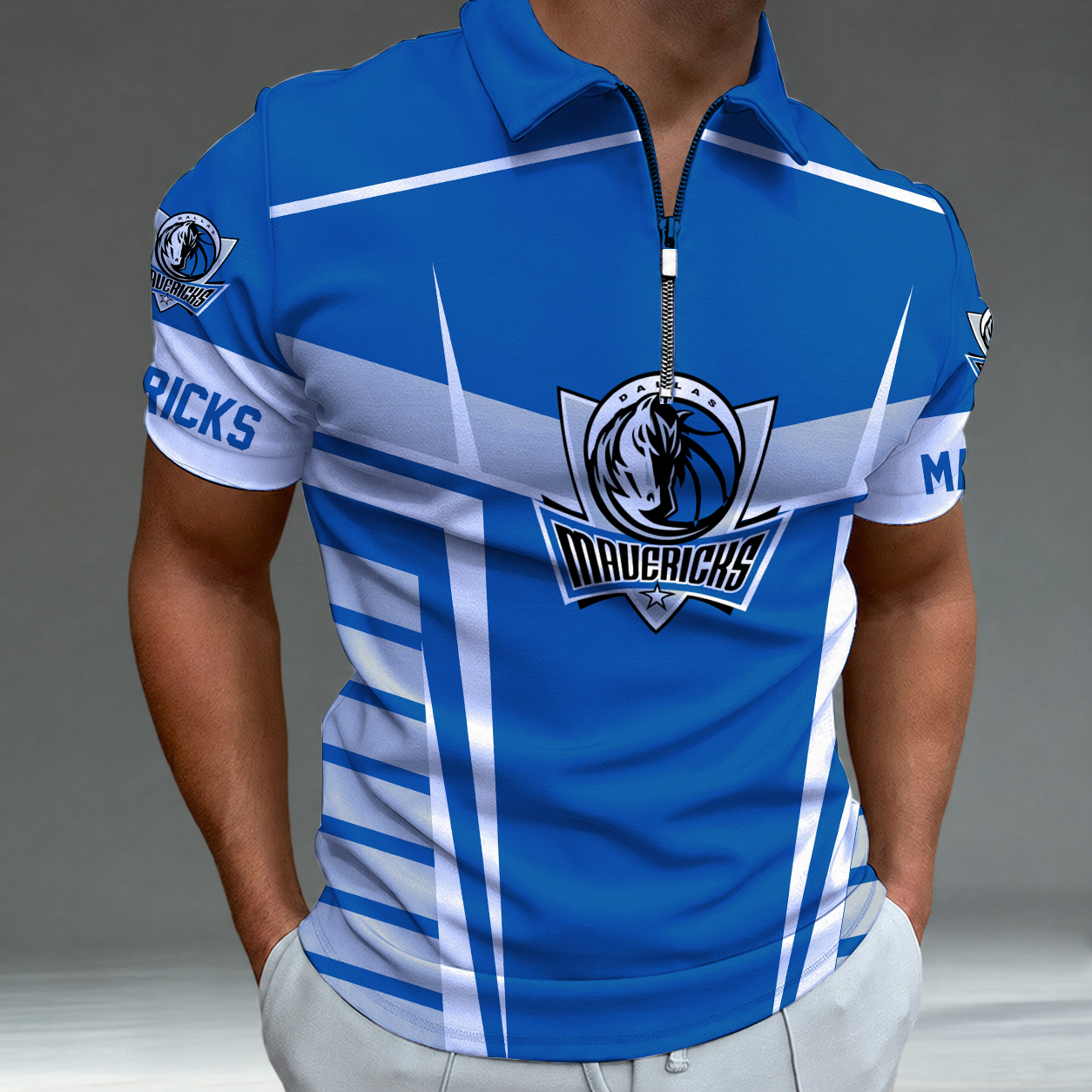 Limited Edition – Customized NBA Dallas Mavericks Zip Polo Shirt