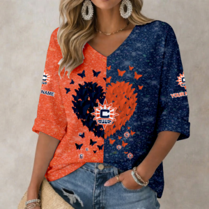 Limited Edition – Customized WNBA Connecticut Sun Women’s Heart V-Neck Long Sleeve Shirt
