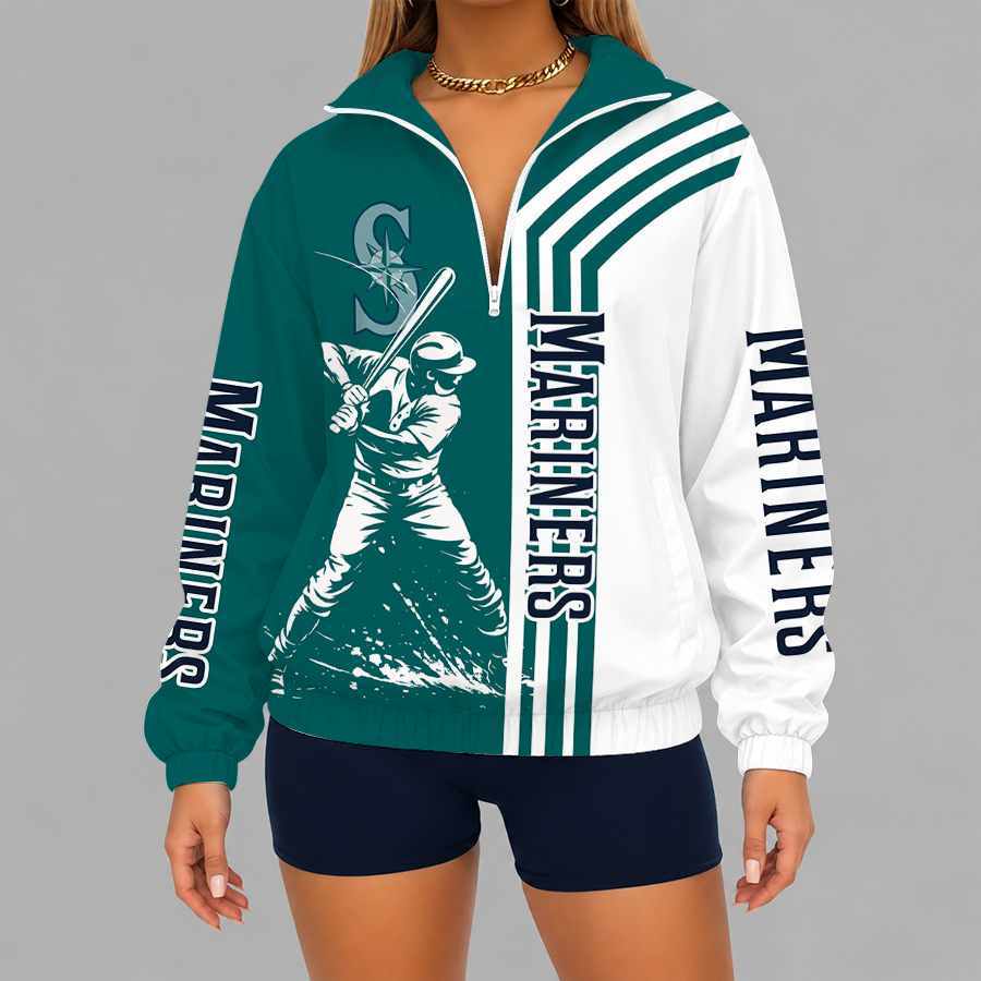 Limited Edition – Customized MLB Seattle Mariners V-Neck Zipper Sweatshirt Jacket