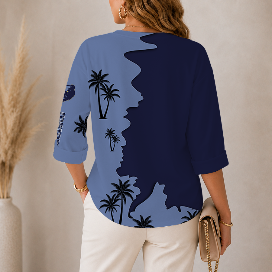Limited Edition – Customized NBA Memphis Grizzlies Women’s V-Neck Long Sleeve Shirt - Image 2
