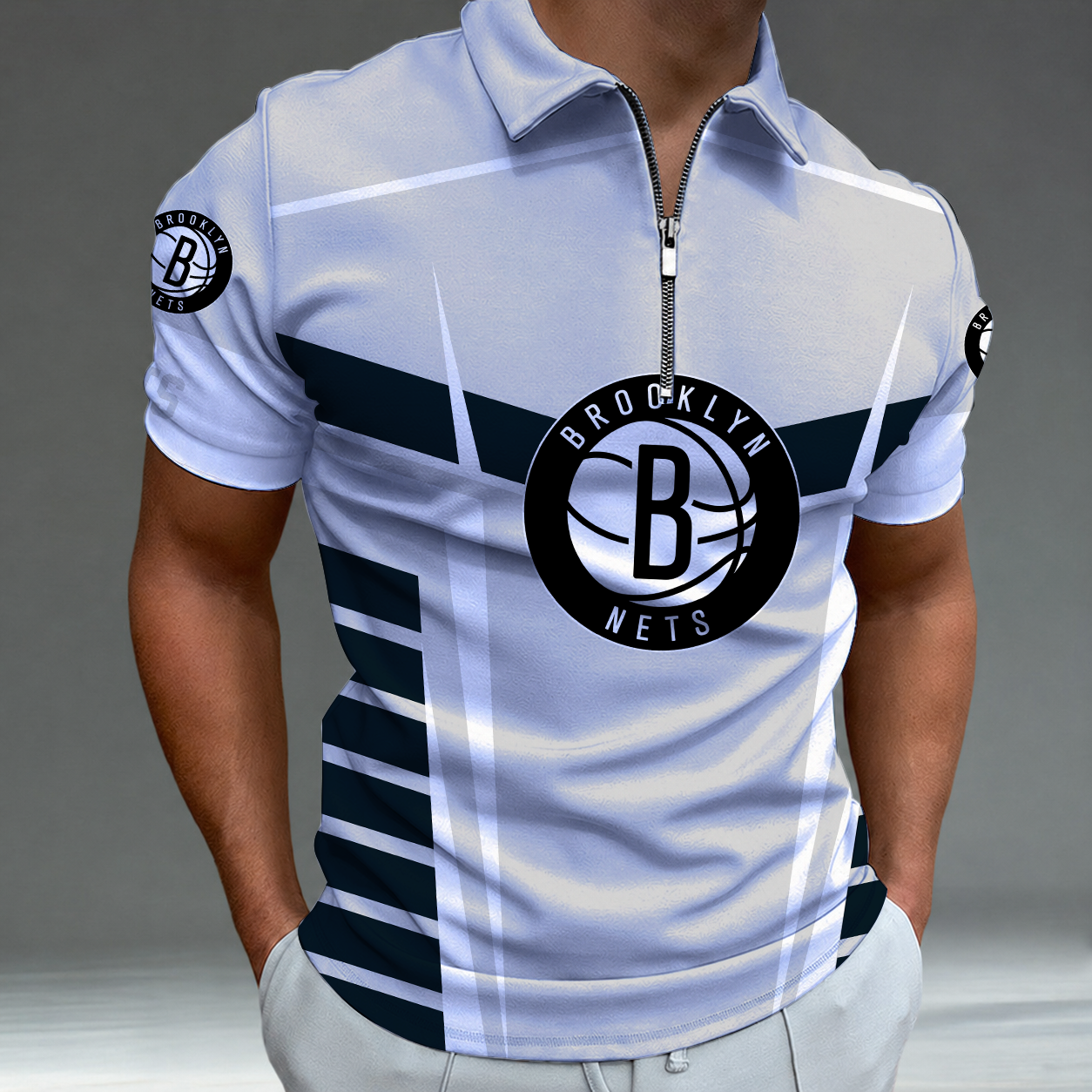 Limited Edition – Customized NBA Brooklyn Nets Zip Polo Shirt