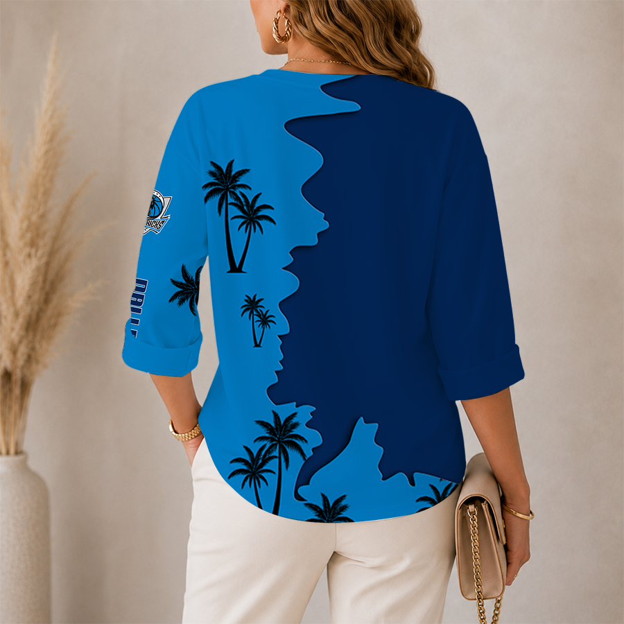 Limited Edition – Customized NBA Dallas Mavericks Women’s V-Neck Long Sleeve Shirt - Image 2