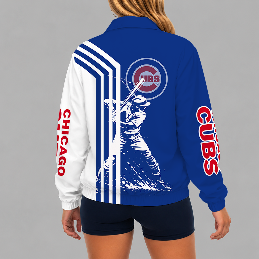 Limited Edition – Customized MLB Chicago Cubs V-Neck Zipper Sweatshirt Jacket - Image 2