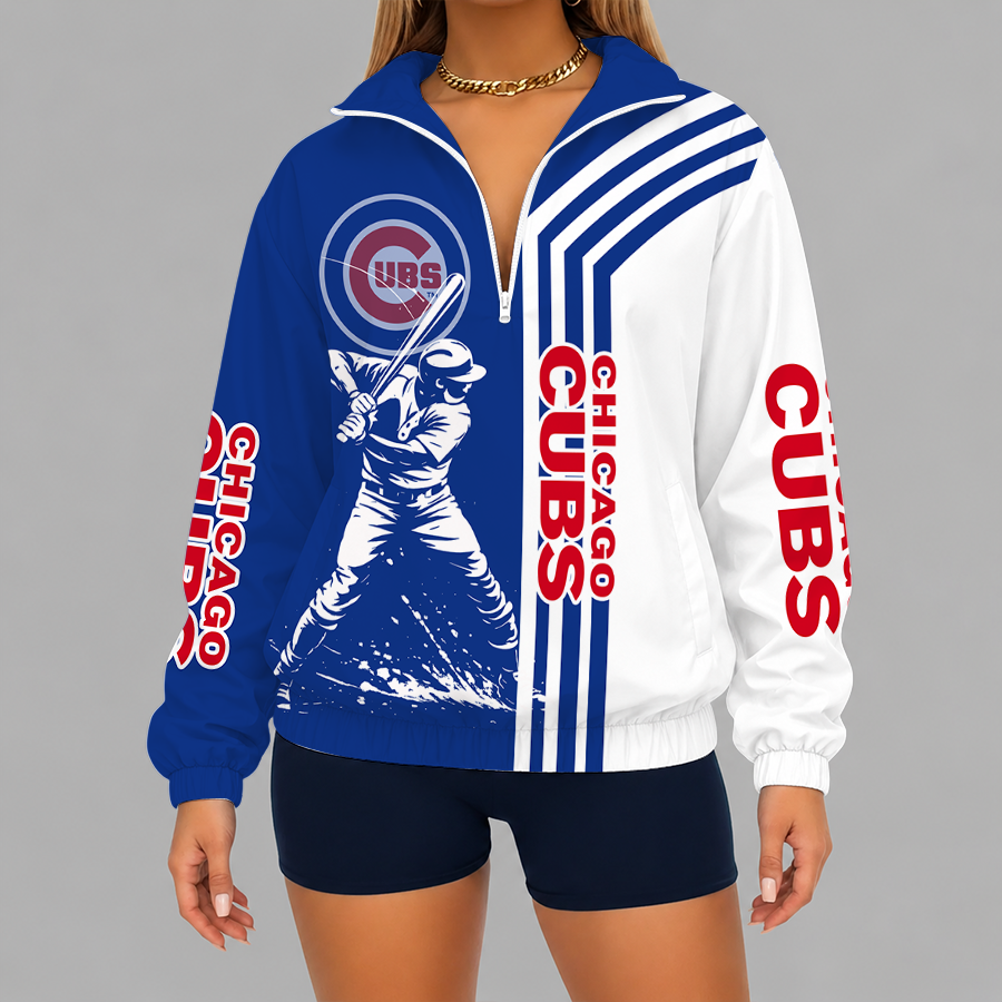 Limited Edition – Customized MLB Chicago Cubs V-Neck Zipper Sweatshirt Jacket