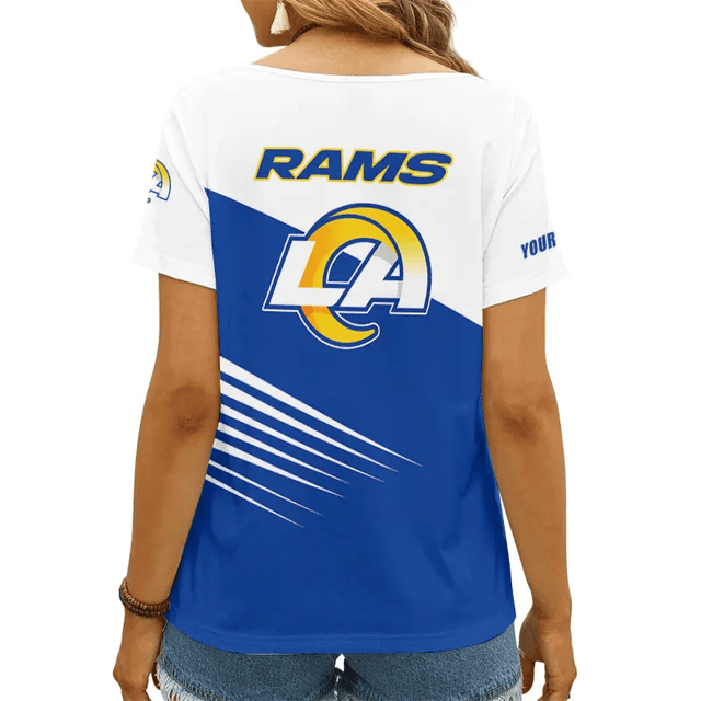 Limited Edition – Customized NFL Los Angeles Rams V-Neck Female Shirt - Image 2