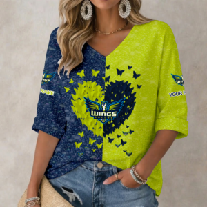 Limited Edition – Customized WNBA Dallas Wings Women’s Heart V-Neck Long Sleeve Shirt