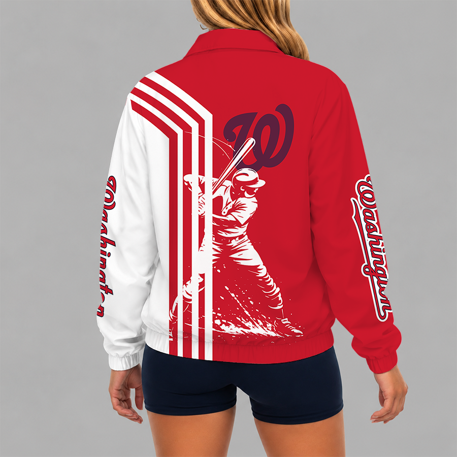Limited Edition – Customized MLB Washington Nationals V-Neck Zipper Sweatshirt Jacket - Image 2