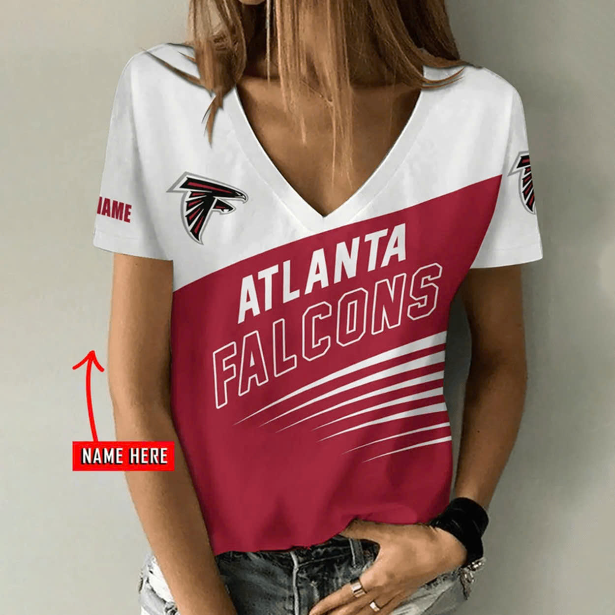 Limited Edition – Customized NFL Atlanta Falcons V-Neck Female Shirt