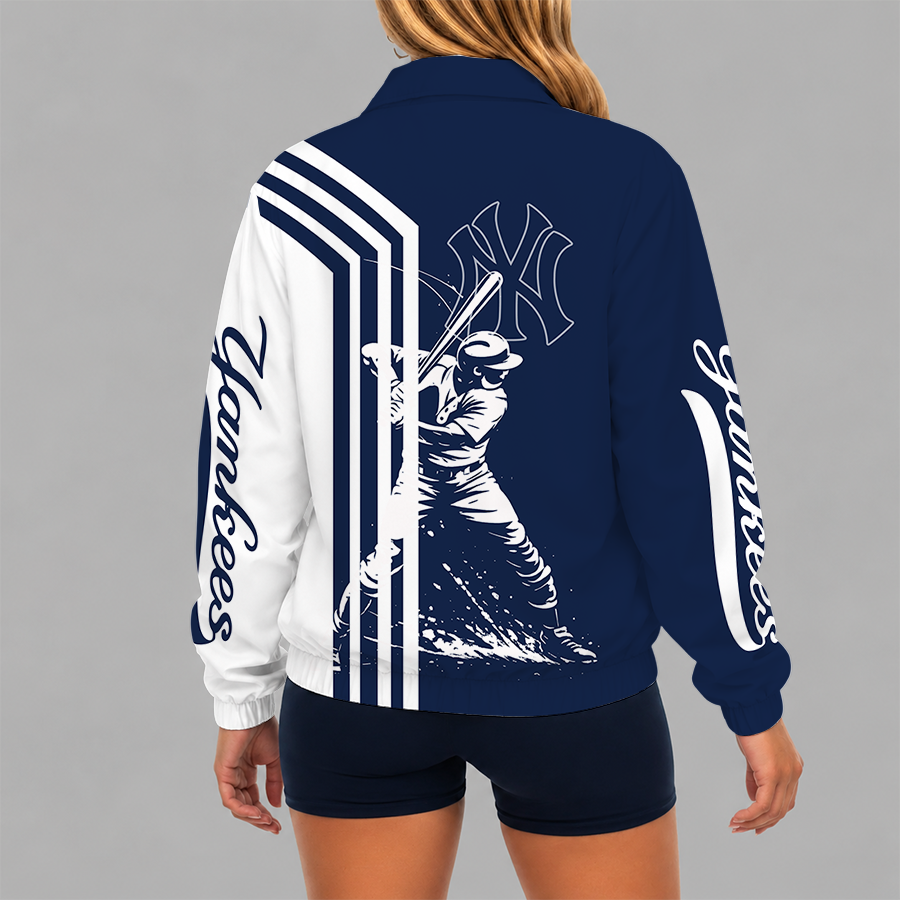 Limited Edition – Customized MLB New York Yankees V-Neck Zipper Sweatshirt Jacket - Image 2