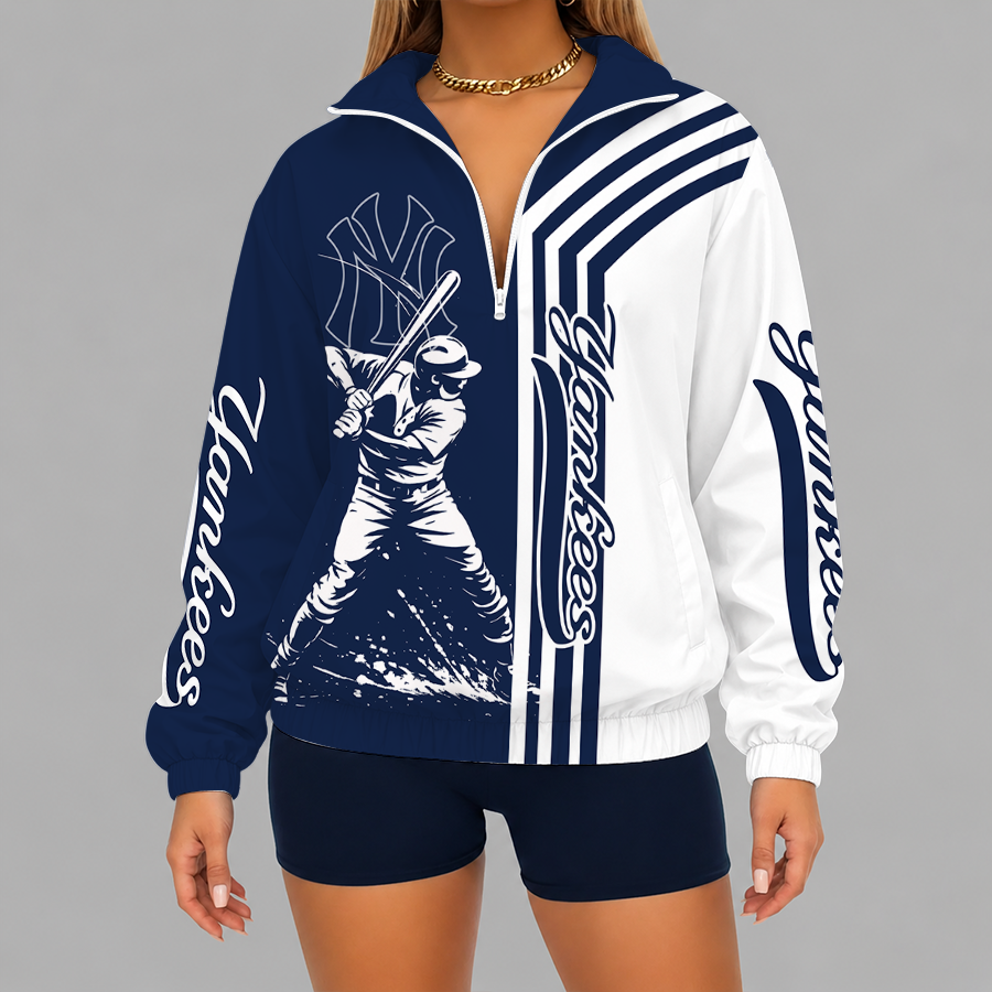Limited Edition – Customized MLB New York Yankees V-Neck Zipper Sweatshirt Jacket