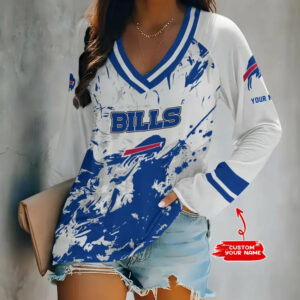 Limited Edition – Customized NFL Buffalo Bills Women’s V-Neck Long Sleeved Shirt