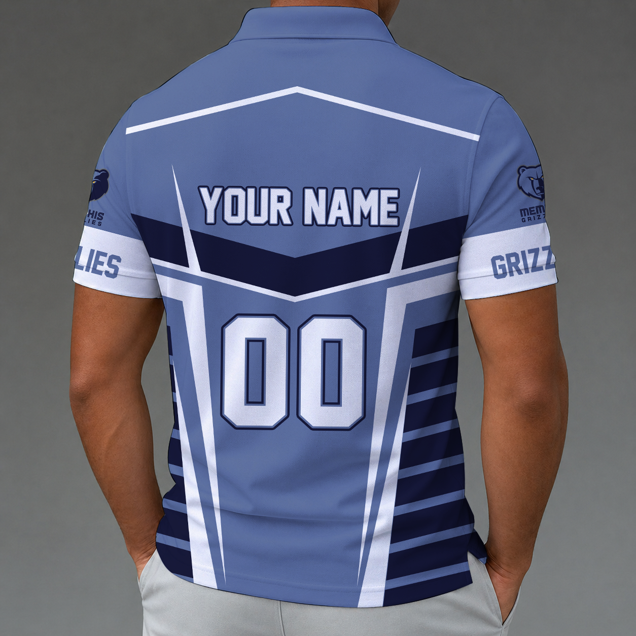 Limited Edition – Customized NBA Memphis Grizzlies Zip Polo Shirt - Image 2