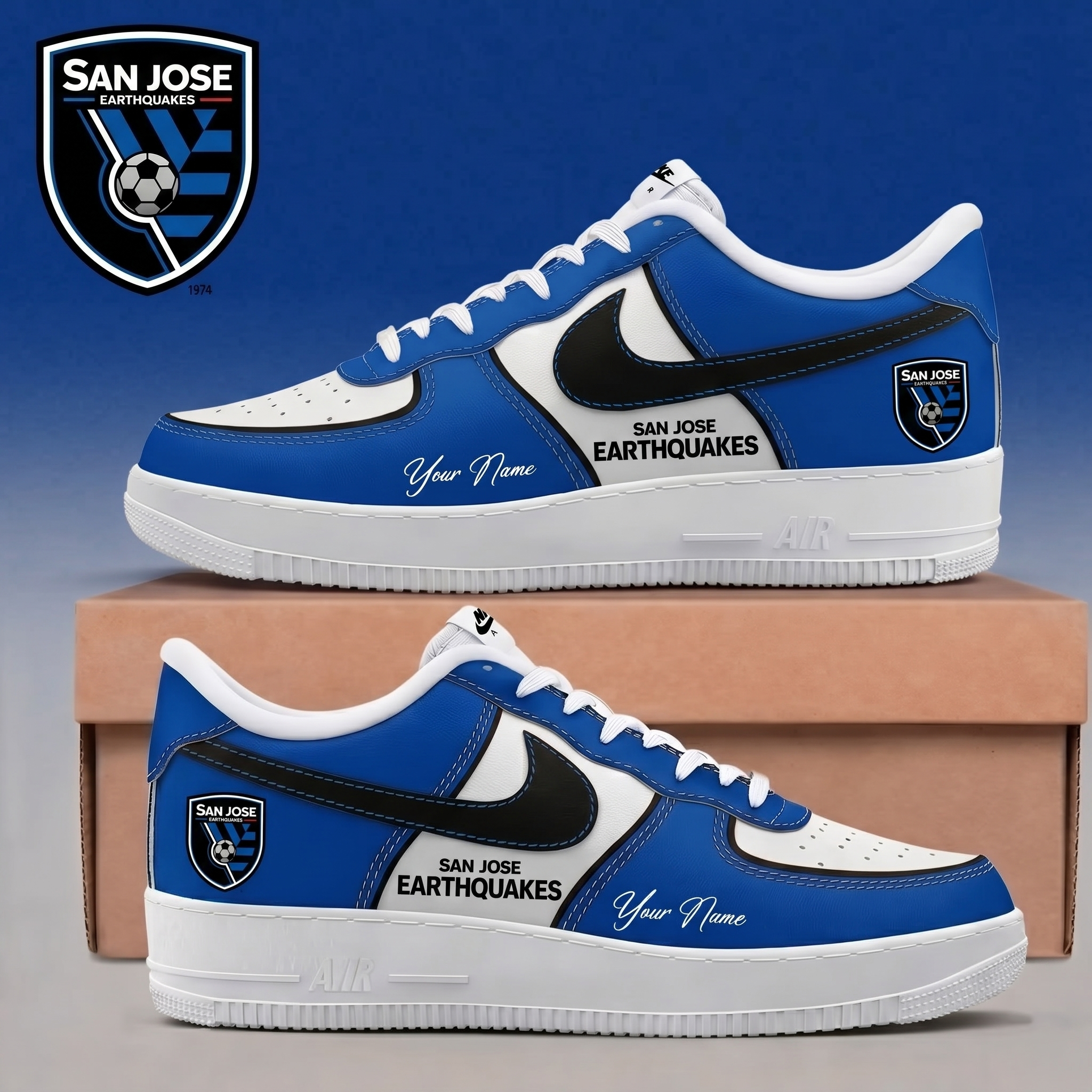 Limited Edition – Customized MLS San Jose Earthquakes Af1 Sneakers