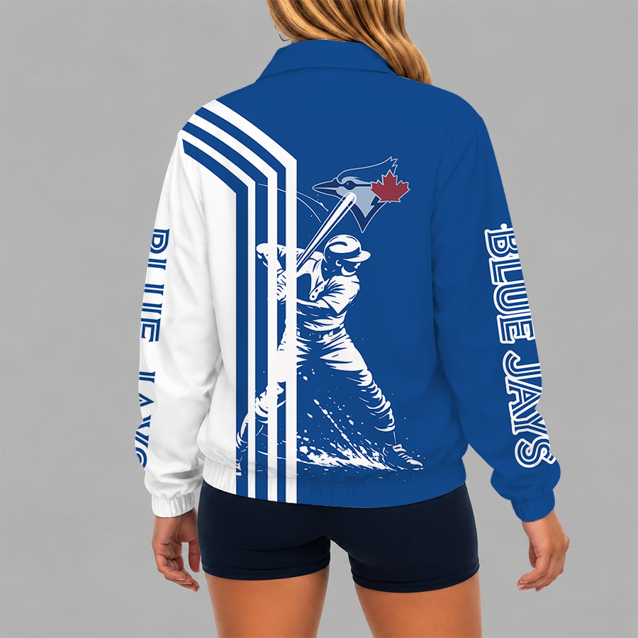 Limited Edition – Customized MLB Toronto Blue Jays V-Neck Zipper Sweatshirt Jacket - Image 2