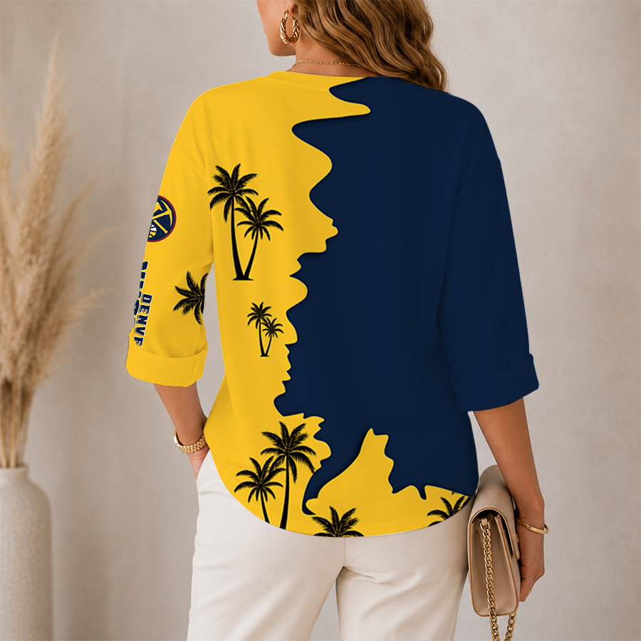 Limited Edition – Customized NBA Denver Nuggets Women’s V-Neck Long Sleeve Shirt - Image 2