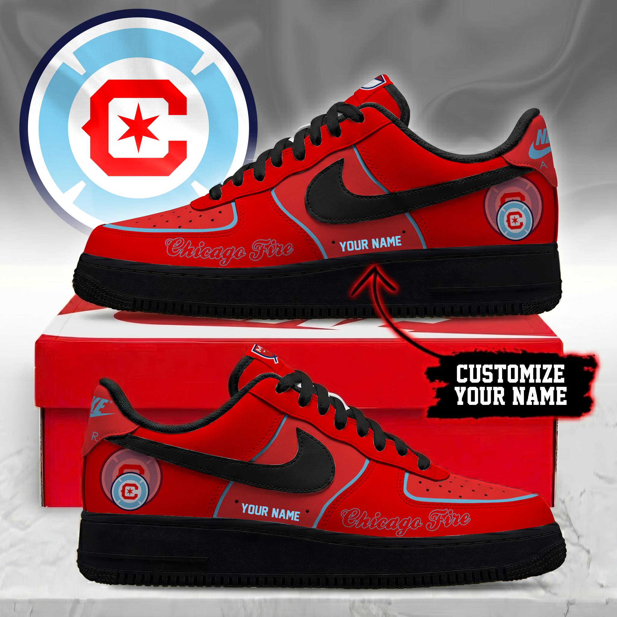 Limited Edition – Customized MLS Chicago Fire Fc Af1 Sneakers