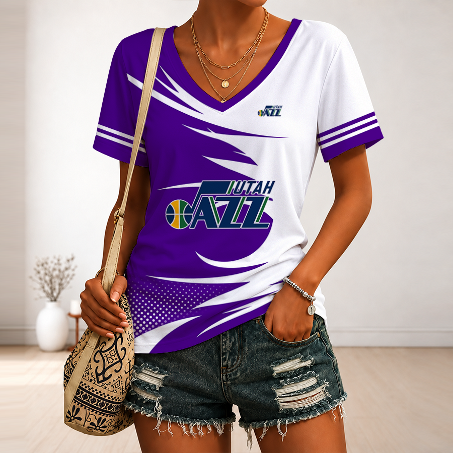 Limited Edition – Customized NBA Utah Jazz V-Neck Female Shirt