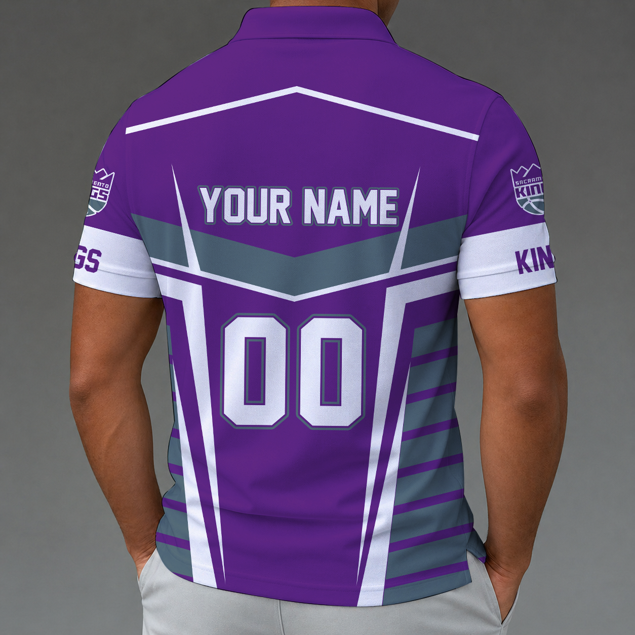 Limited Edition – Customized NBA Sacramento Kings Zip Polo Shirt - Image 2