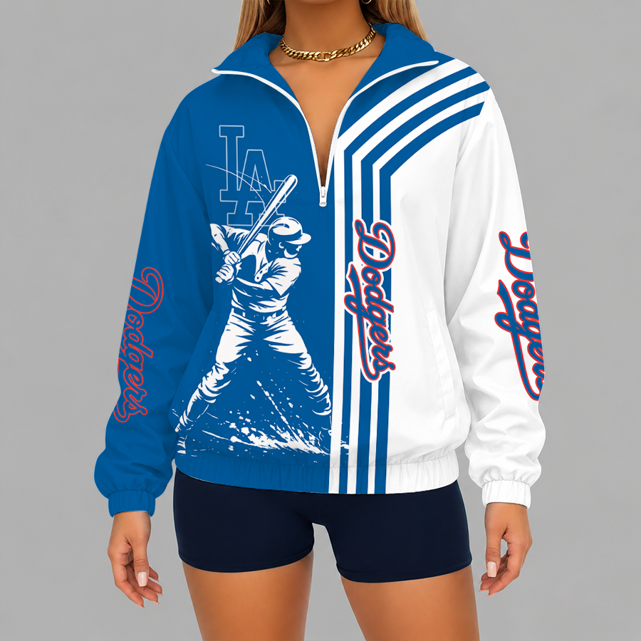 Limited Edition – Customized MLB Los Angeles Dodgers V-Neck Zipper Sweatshirt Jacket