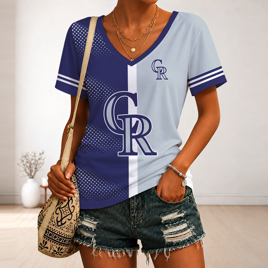 Limited Edition – Customized MLB Colorado Rockies V-Neck Female Shirt