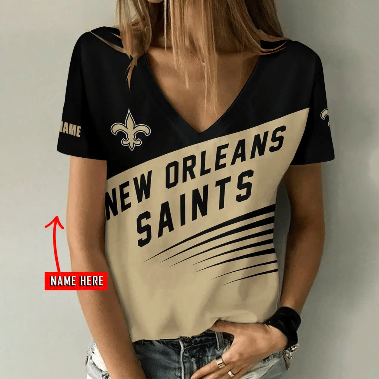 Limited Edition – Customized NFL New Orleans Saints V-Neck Female Shirt