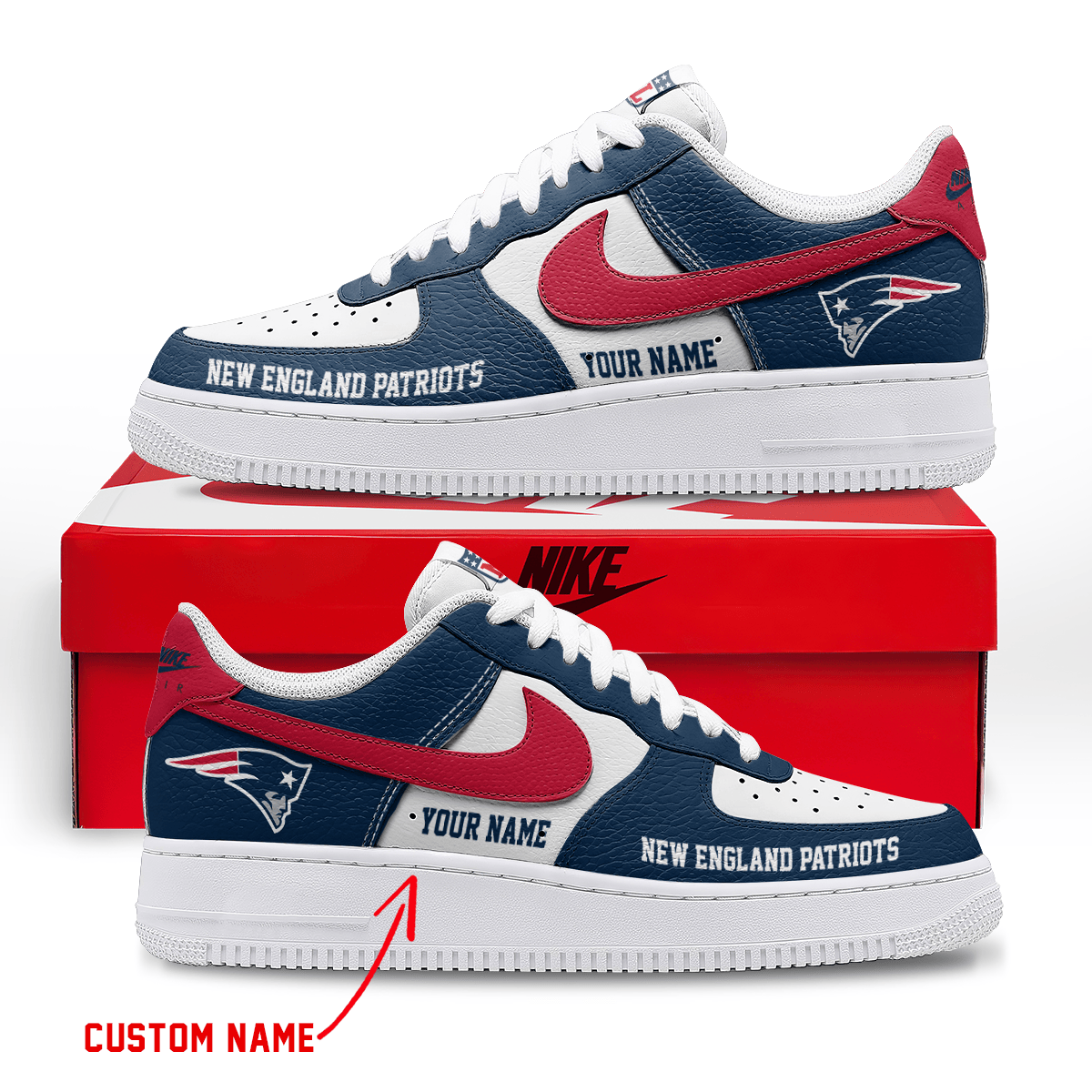 Limited Edition – Customized NFL New England Patriots Af1 Sneakers - Image 2