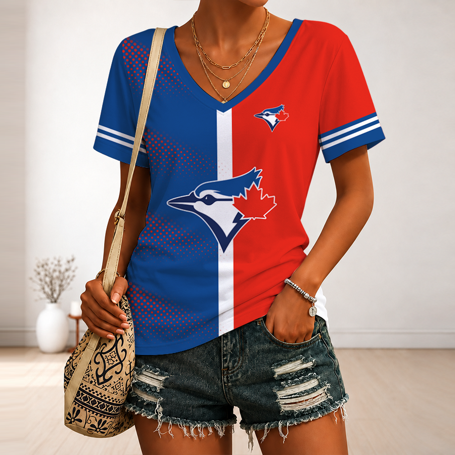 Limited Edition – Customized MLB Toronto Blue Jays V-Neck Female Shirt