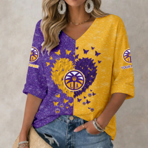 Limited Edition – Customized WNBA Los Angeles Sparks Women’s Heart V-Neck Long Sleeve Shirt