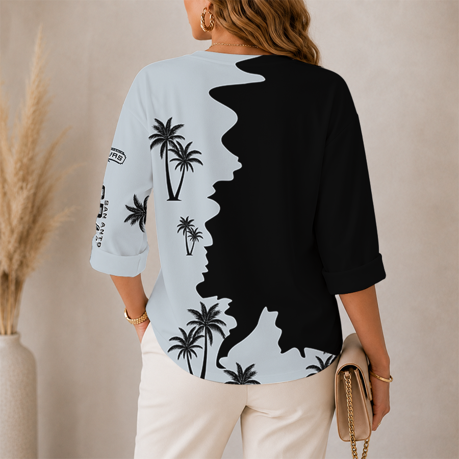 Limited Edition – Customized NBA San Antonio Spurs Women’s V-Neck Long Sleeve Shirt - Image 2
