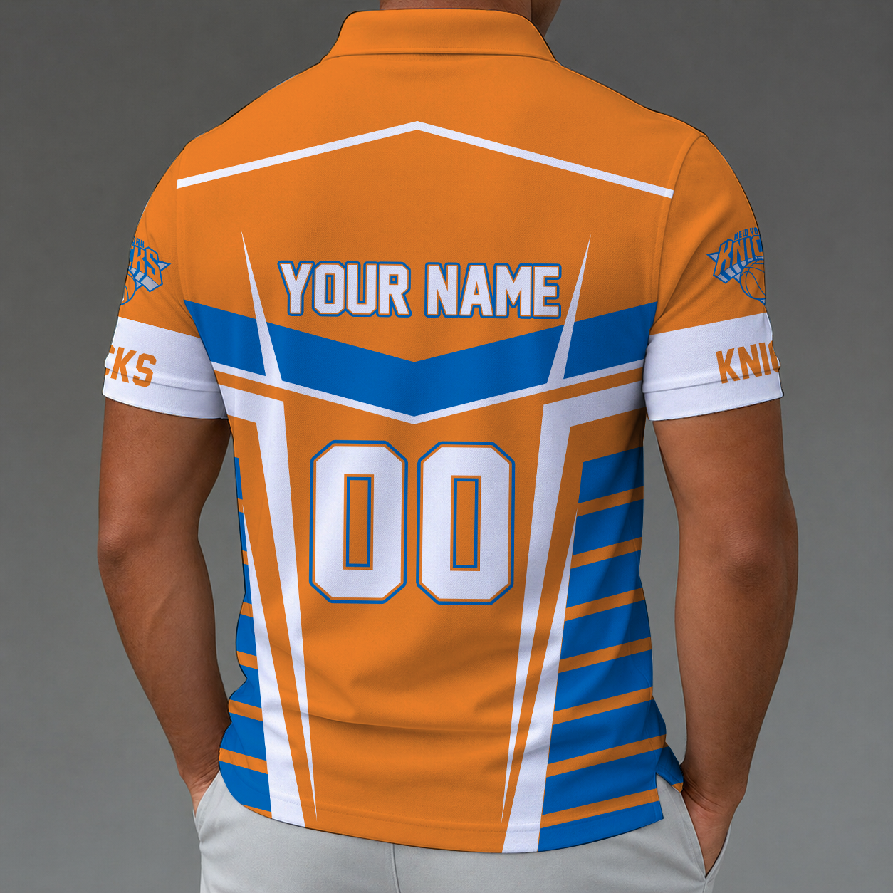 Limited Edition – Customized NBA New York Knicks Zip Polo Shirt - Image 2