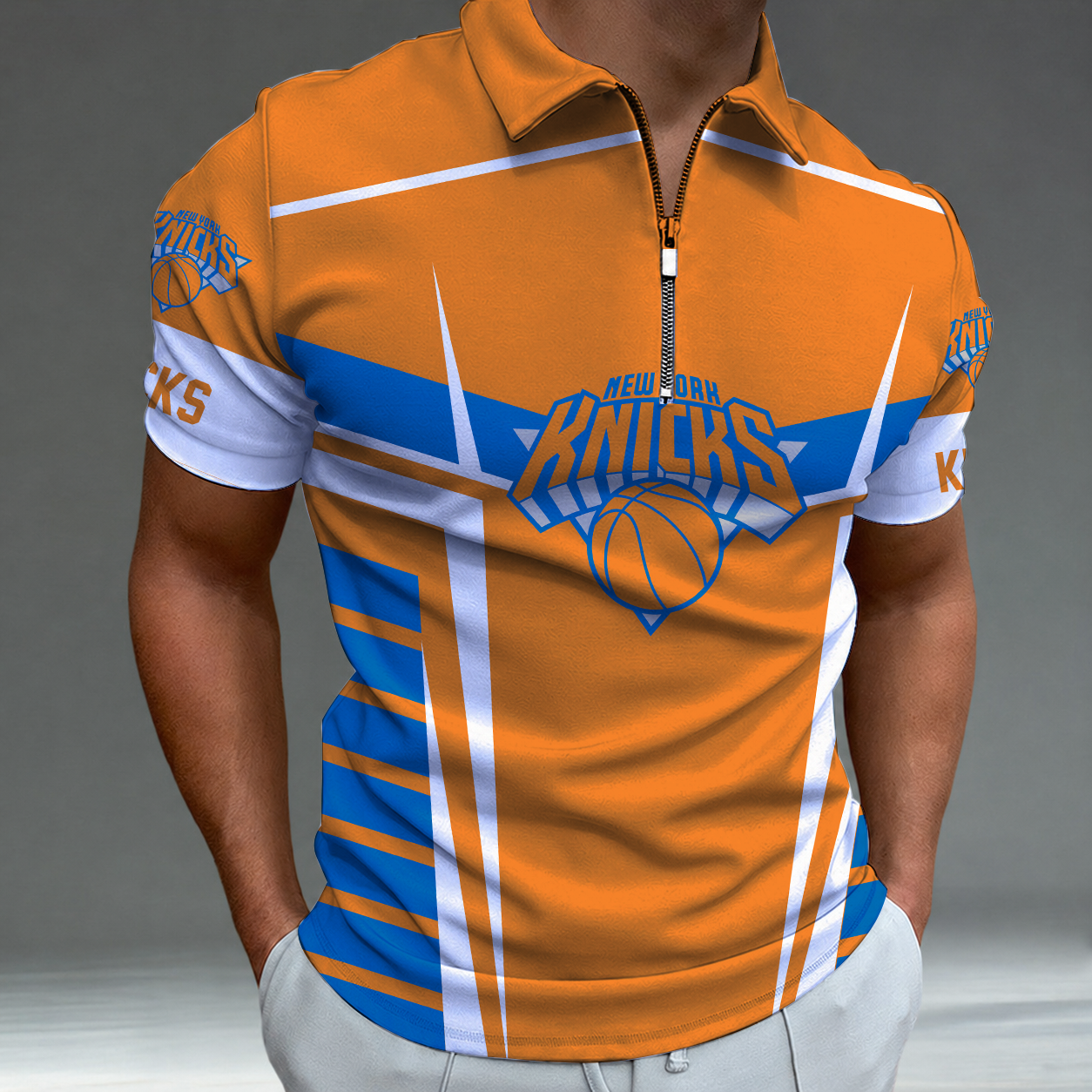 Limited Edition – Customized NBA New York Knicks Zip Polo Shirt