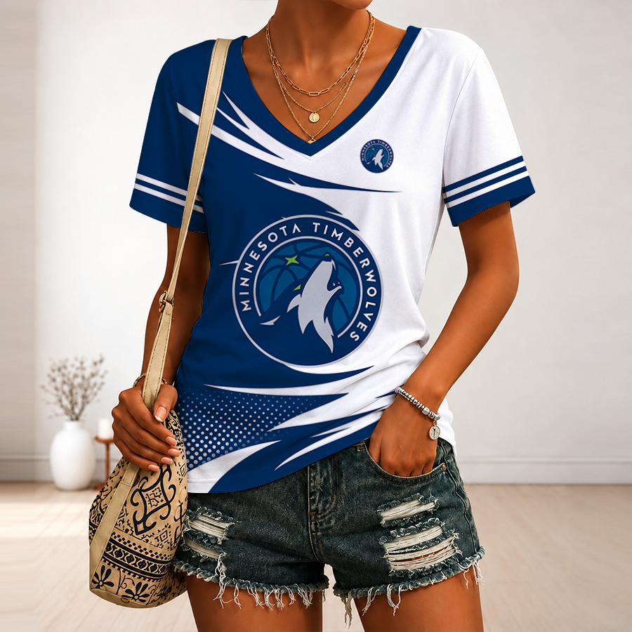 Limited Edition – Customized NBA Minnesota Timberwolves V-Neck Female Shirt