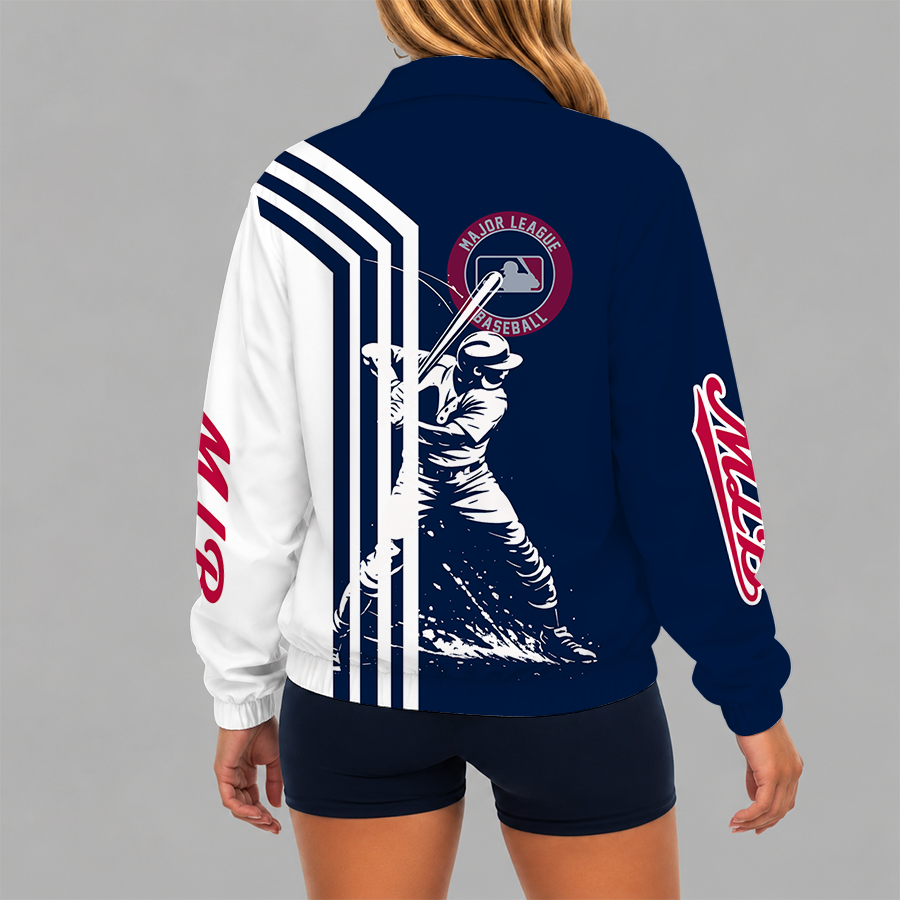Limited Edition – Customized MLB Major League Baseball V-Neck Zipper Sweatshirt Jacket - Image 2